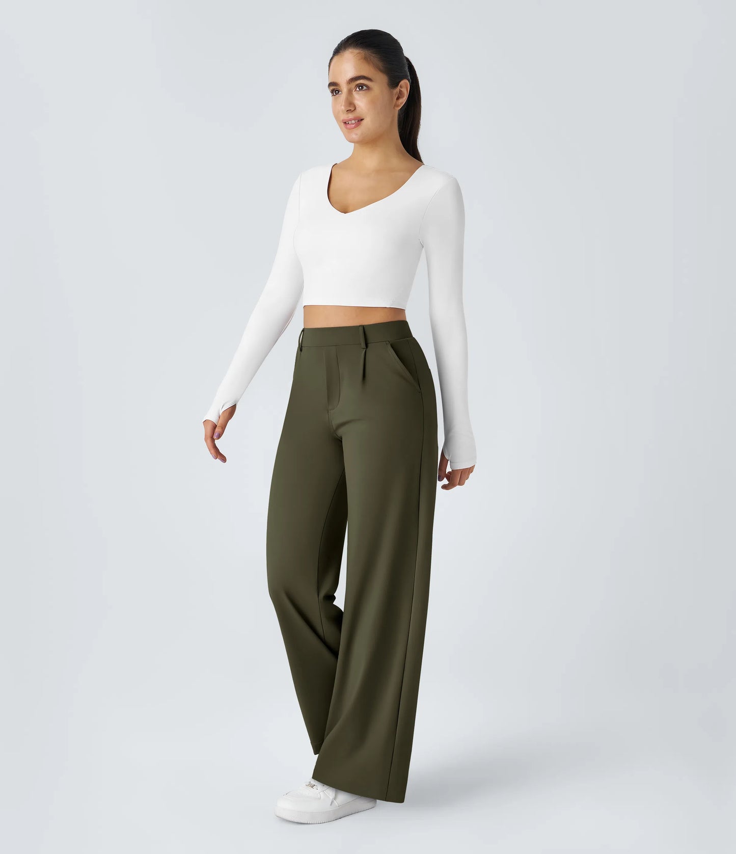 Windora™ Hoge Taille Pantalon met Zijzakken