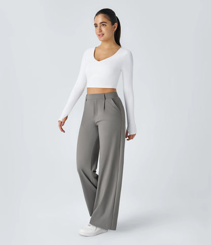 Windora™ Hoge Taille Pantalon met Zijzakken
