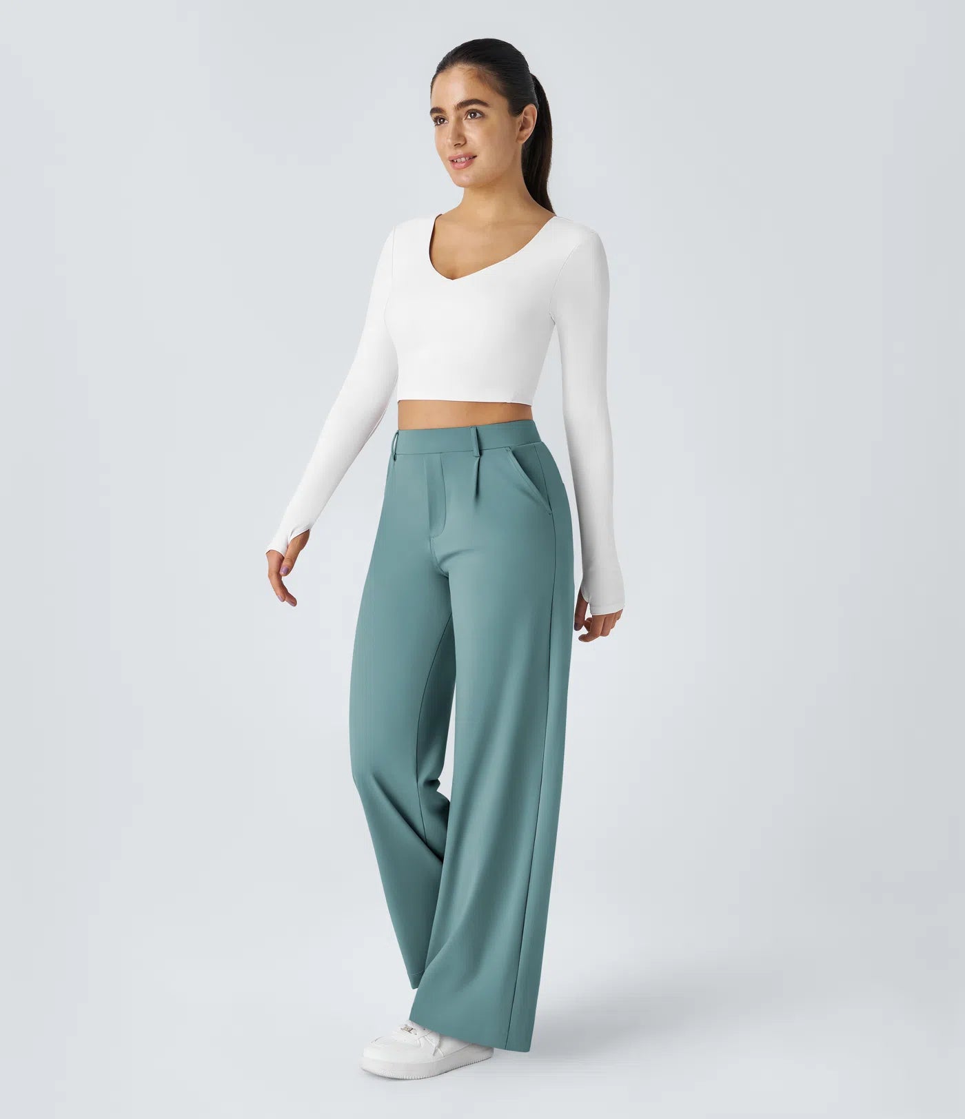 Windora™ Hoge Taille Pantalon met Zijzakken