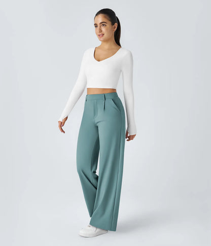 Windora™ Hoge Taille Pantalon met Zijzakken