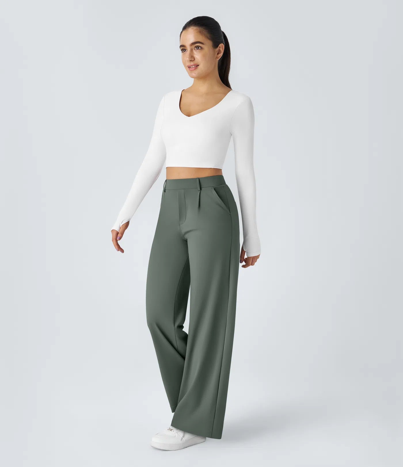 Windora™ Hoge Taille Pantalon met Zijzakken