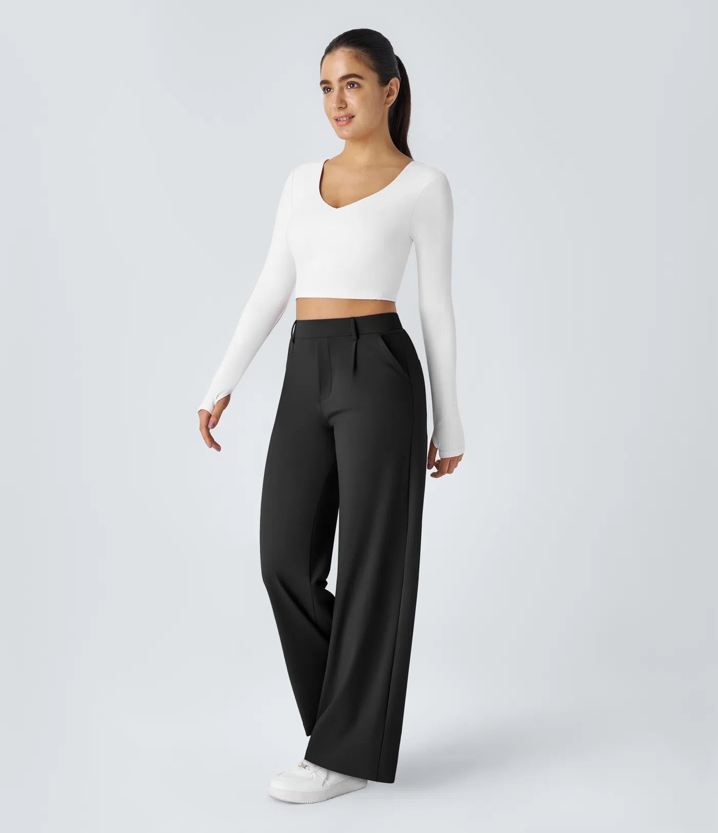 Windora™ Hoge Taille Pantalon met Zijzakken